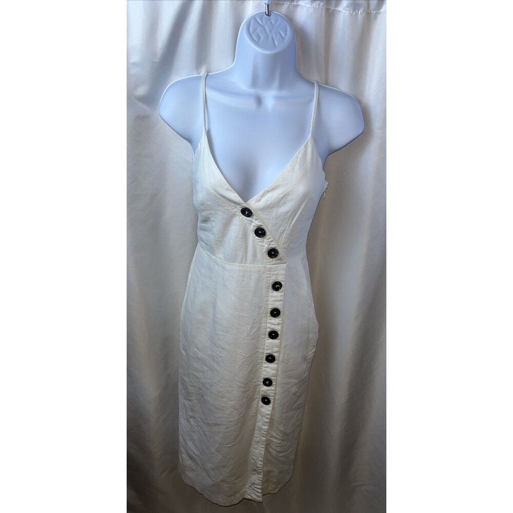 forever 21 Contemporary women’s  White Button Down Linen Midi Dress Size XS